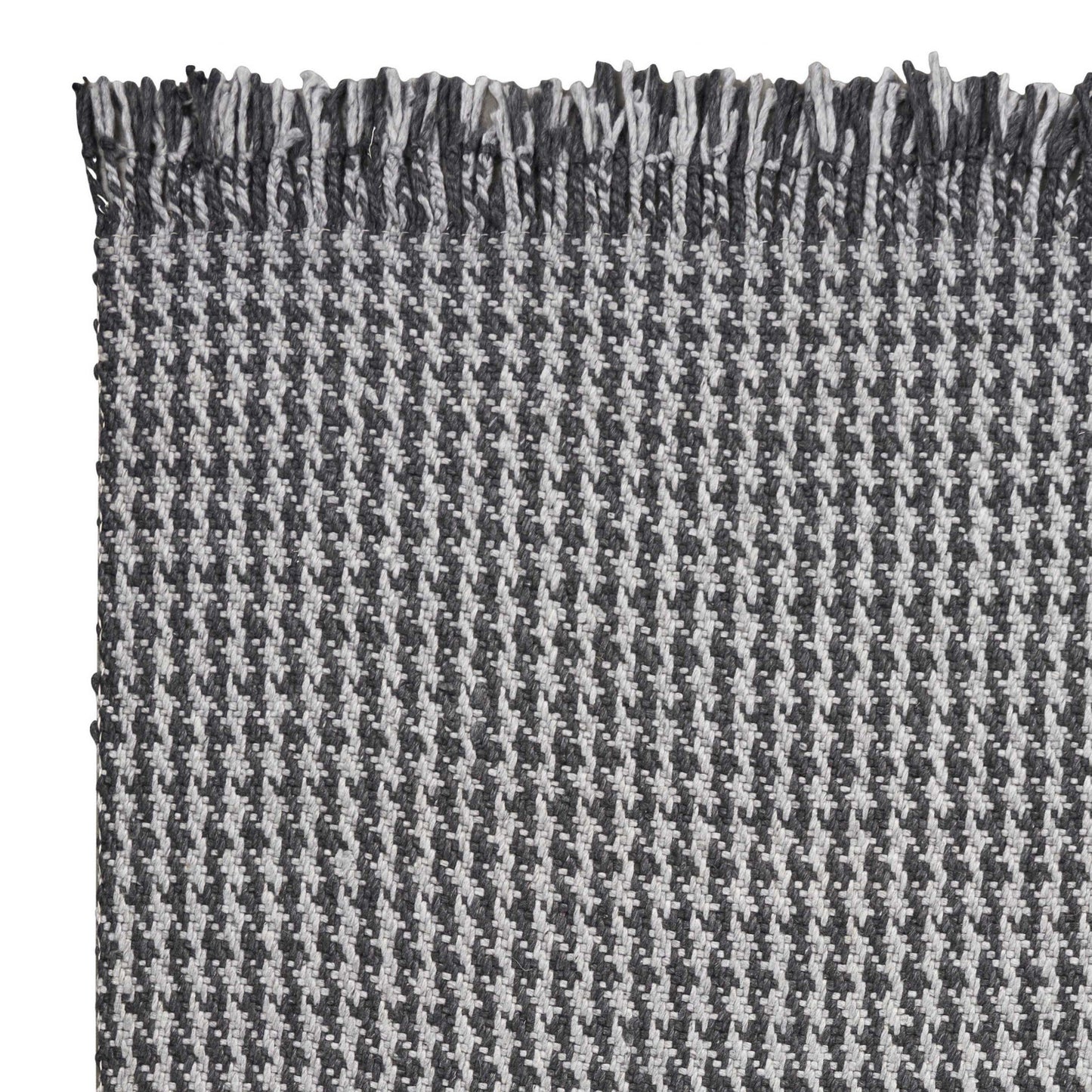 8inchesx10inches Grey Hand Woven Houndstooth Indoor Area Rug