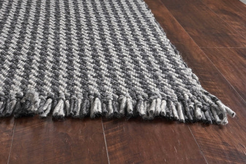 8inchesx10inches Grey Hand Woven Houndstooth Indoor Area Rug