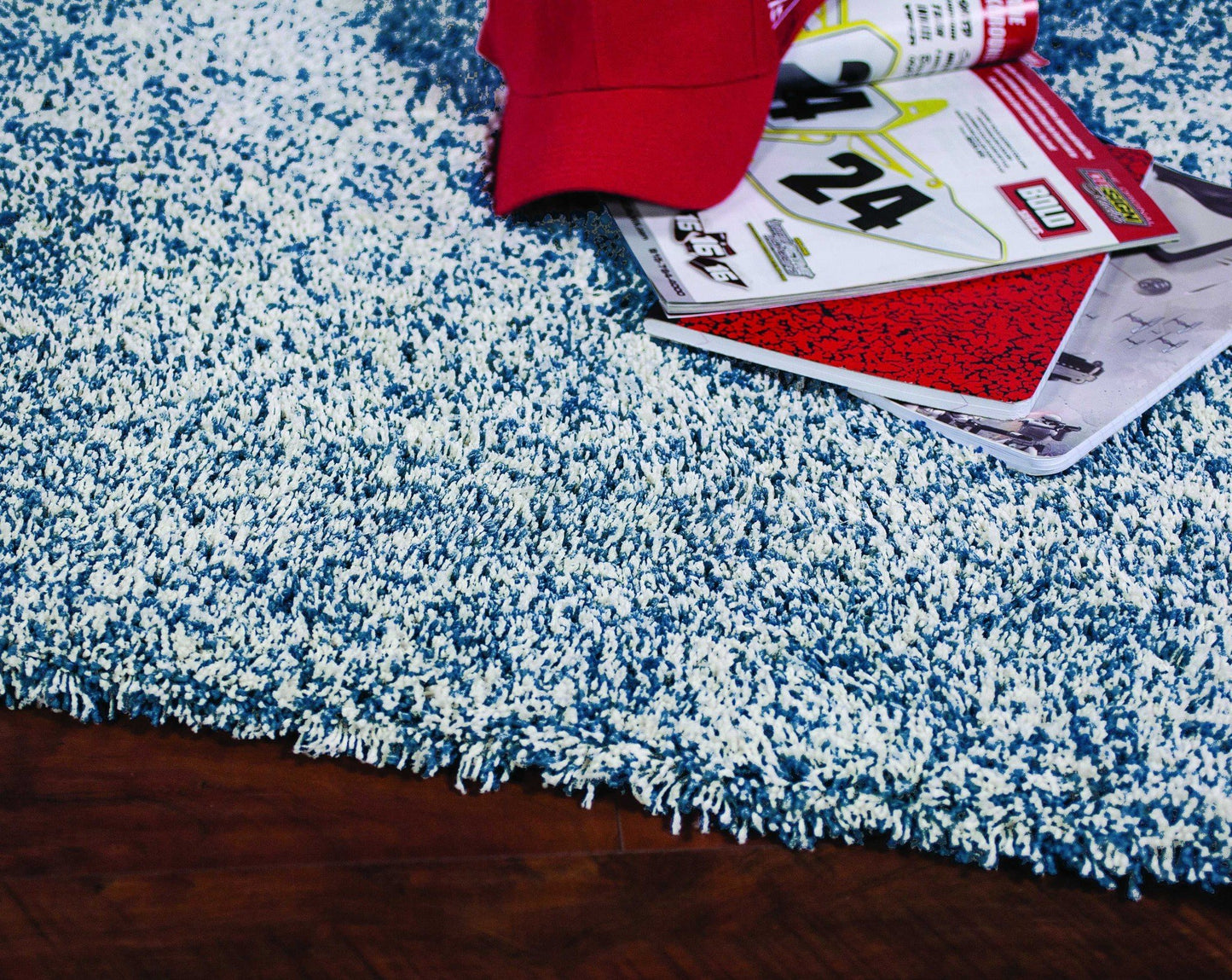 9inches x 13inches Polyester Indigo or  Ivory  Heather Area Rug