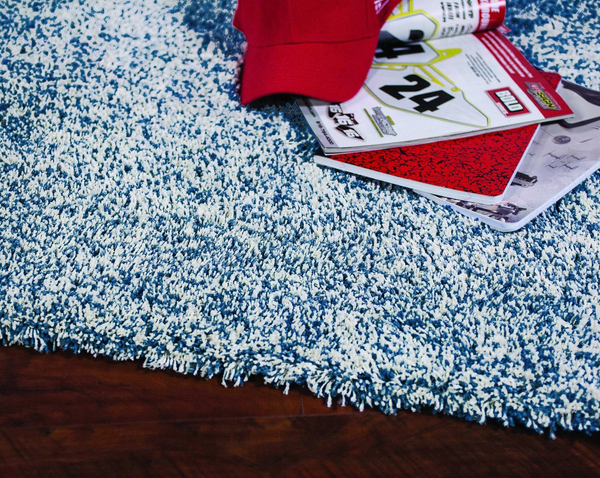 9inches x 13inches Polyester Indigo or  Ivory  Heather Area Rug