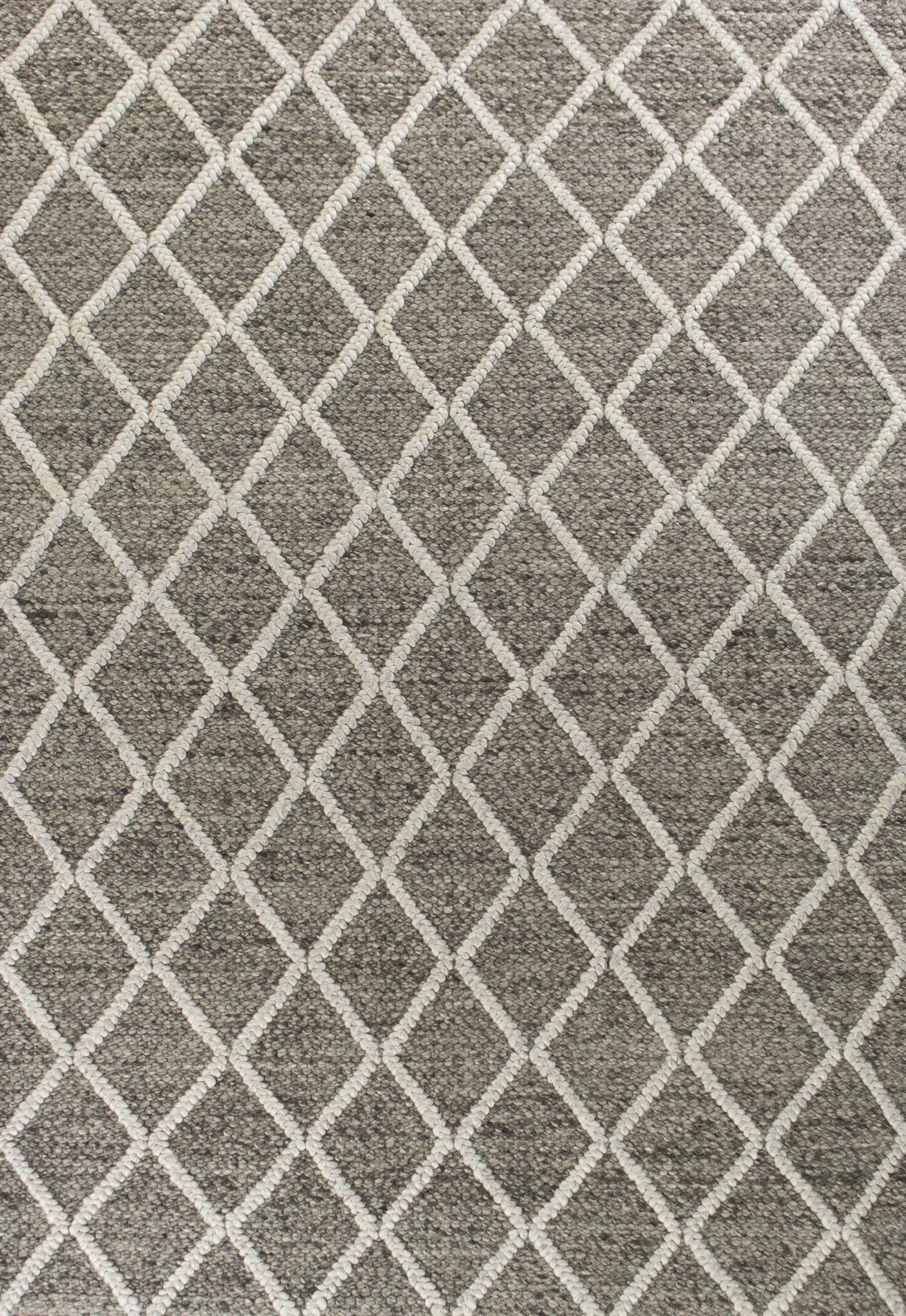 9inches x 13inches Wool Dark Grey Area Rug
