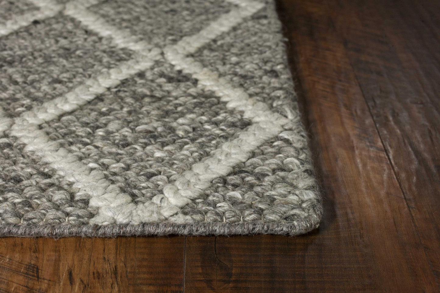 9inches x 13inches Wool Dark Grey Area Rug