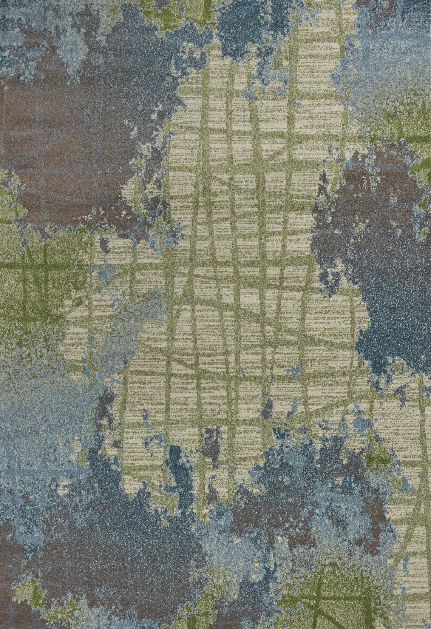 5inchesx8inches Green Blue Machine Woven Abstract Indoor Area Rug