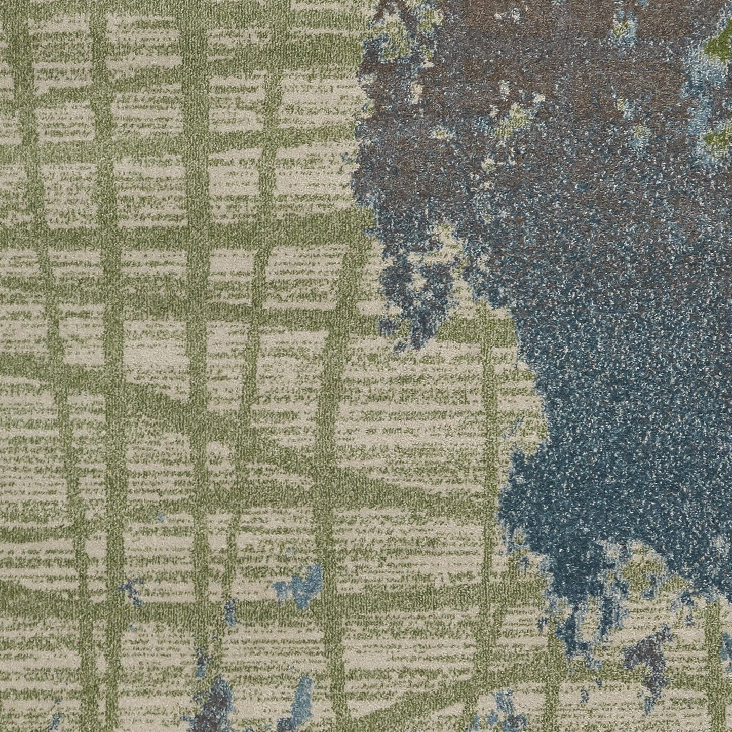 5inchesx8inches Green Blue Machine Woven Abstract Indoor Area Rug