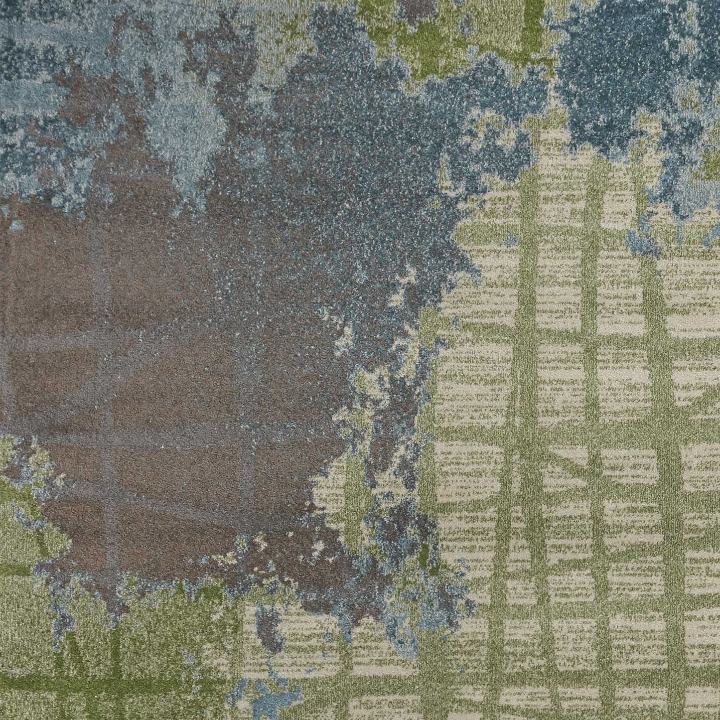 5inchesx8inches Green Blue Machine Woven Abstract Indoor Area Rug