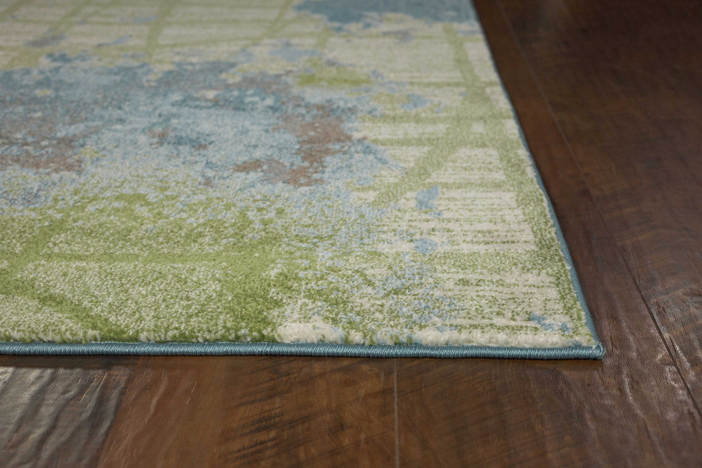5inchesx8inches Green Blue Machine Woven Abstract Indoor Area Rug