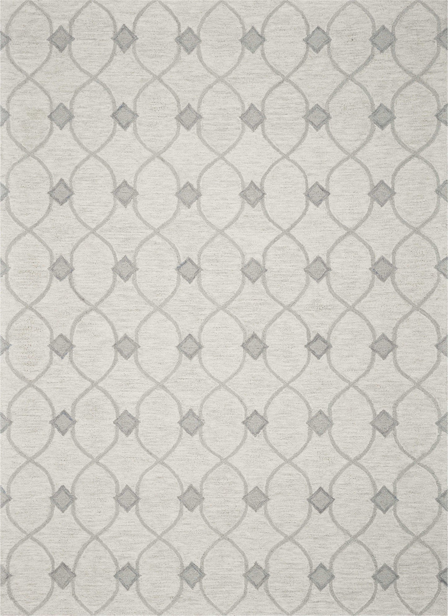 5inchesx7inches Ivory Hand Tufted Wool Ogee Indoor Area Rug