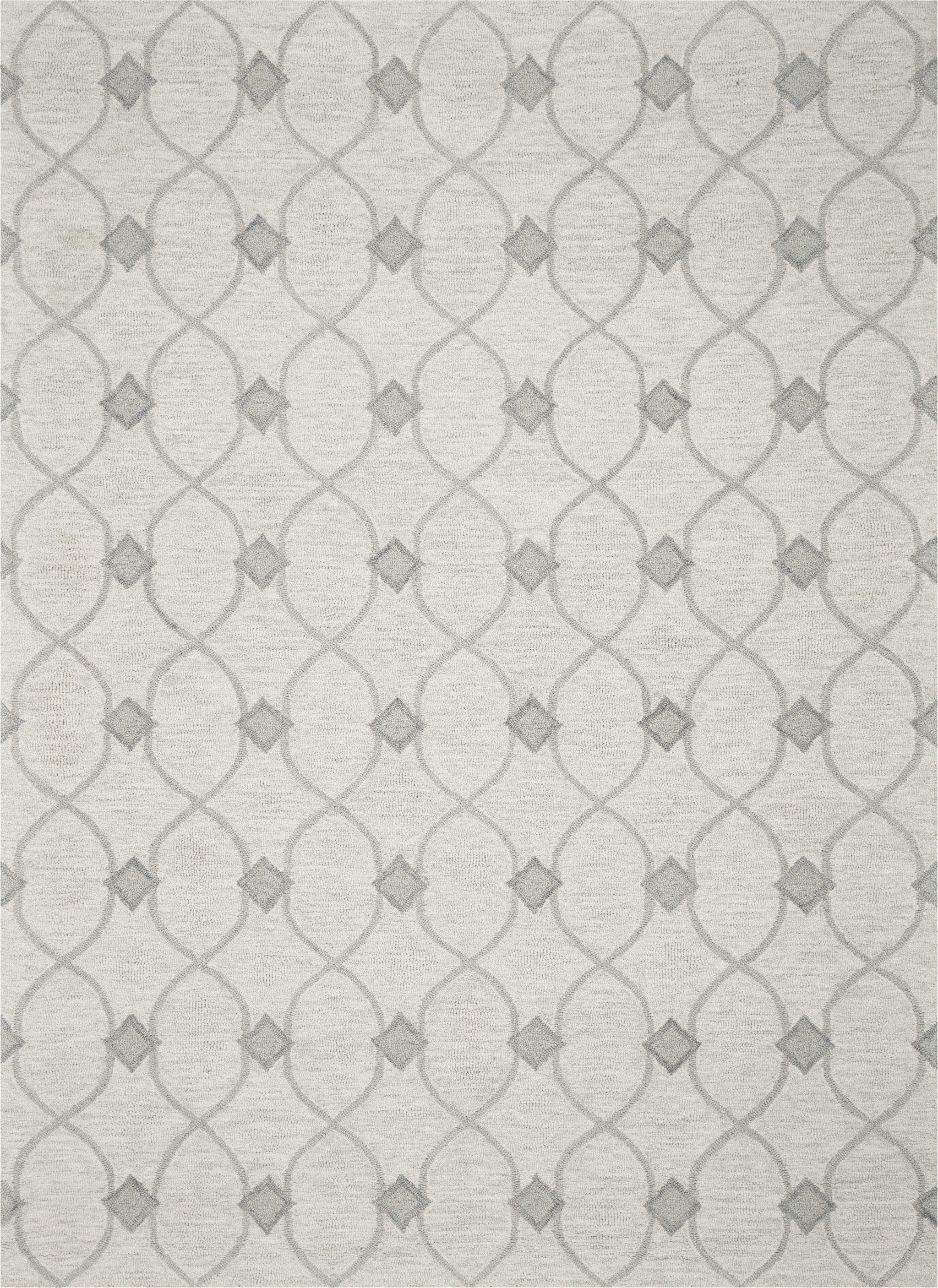 5inchesx7inches Ivory Hand Tufted Wool Ogee Indoor Area Rug