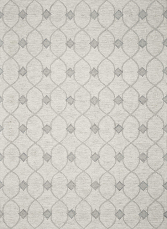 5inchesx7inches Ivory Hand Tufted Wool Ogee Indoor Area Rug