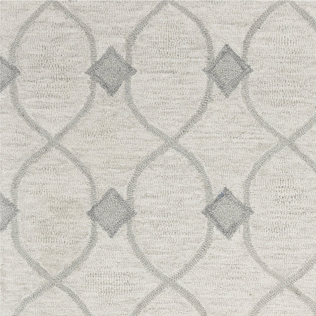 5inchesx7inches Ivory Hand Tufted Wool Ogee Indoor Area Rug