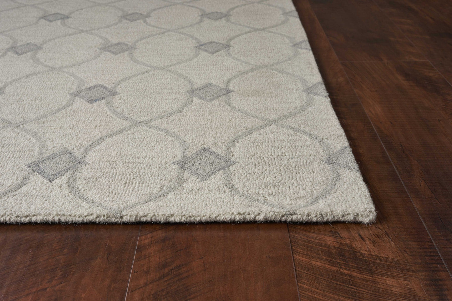 5inchesx7inches Ivory Hand Tufted Wool Ogee Indoor Area Rug