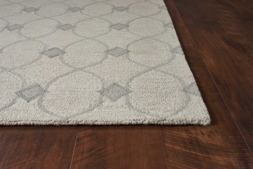 5inchesx7inches Ivory Hand Tufted Wool Ogee Indoor Area Rug