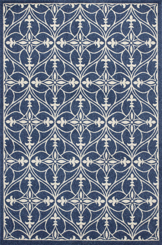 7inches x 9inches Denim Vintage Trellis UV Treated Indoor Area Rug