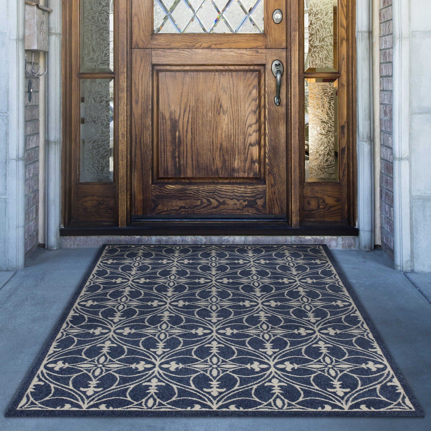 7inches x 9inches Denim Vintage Trellis UV Treated Indoor Area Rug