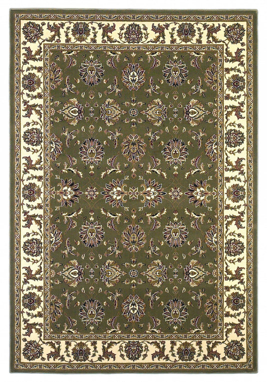7inches Octagon Green or Ivory Floral Vines Bordered Indoor Area Rug