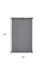 5inchesx8inches Grey Hand Woven Houndstooth Indoor Area Rug