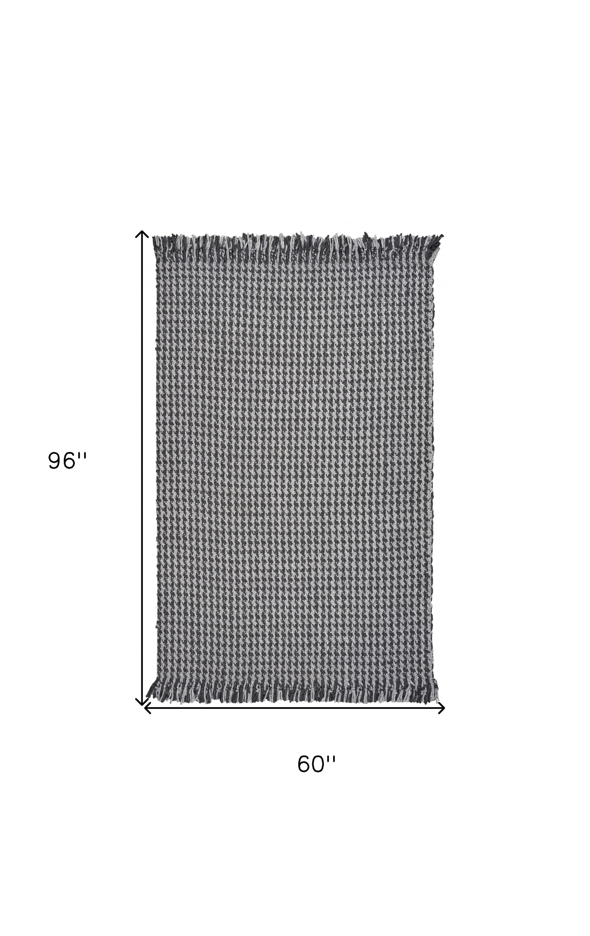 5inchesx8inches Grey Hand Woven Houndstooth Indoor Area Rug