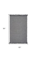 5inchesx8inches Grey Hand Woven Houndstooth Indoor Area Rug