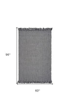 5inchesx8inches Grey Hand Woven Houndstooth Indoor Area Rug