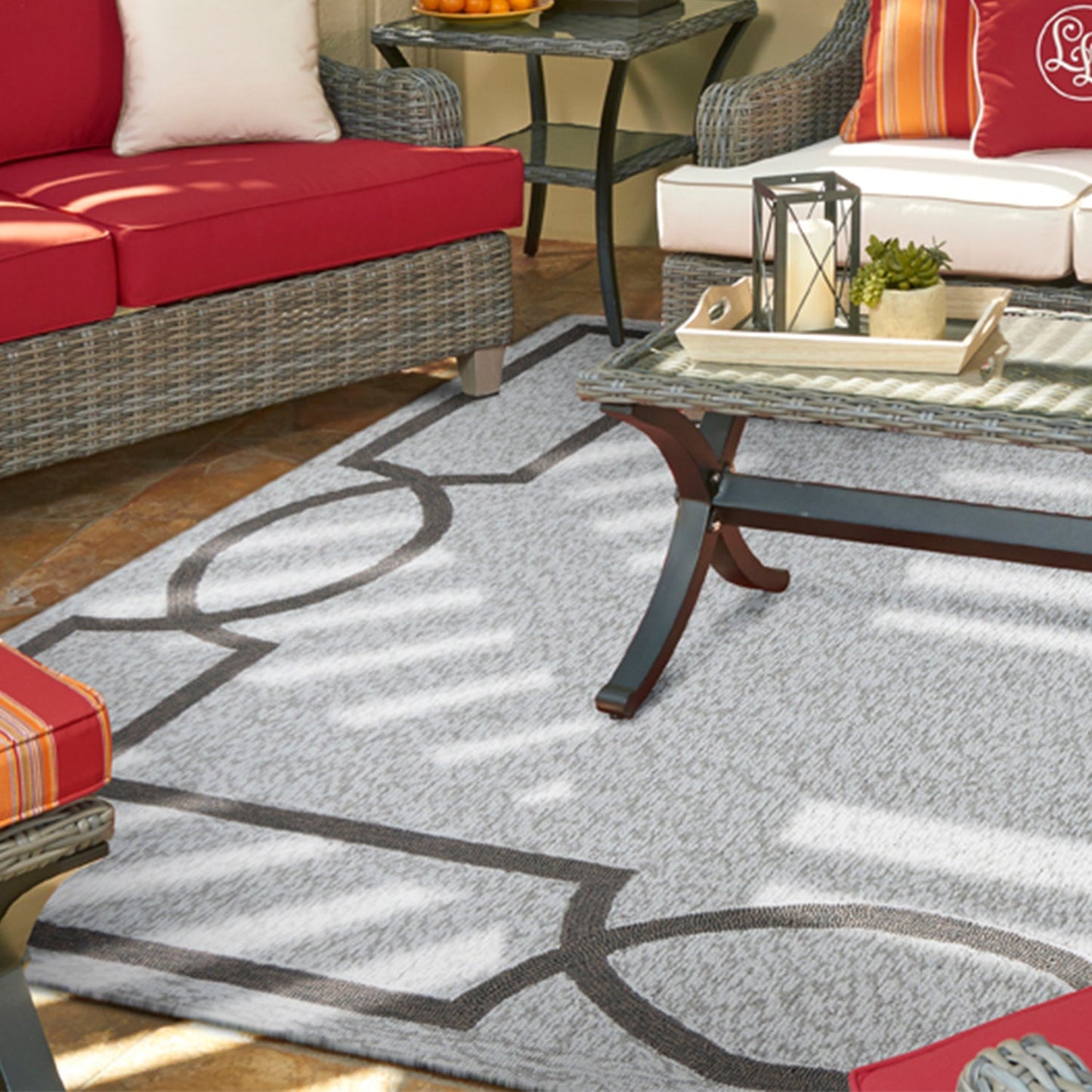 7inches Square   UV treated Polypropylene Oatmeal Area Rug