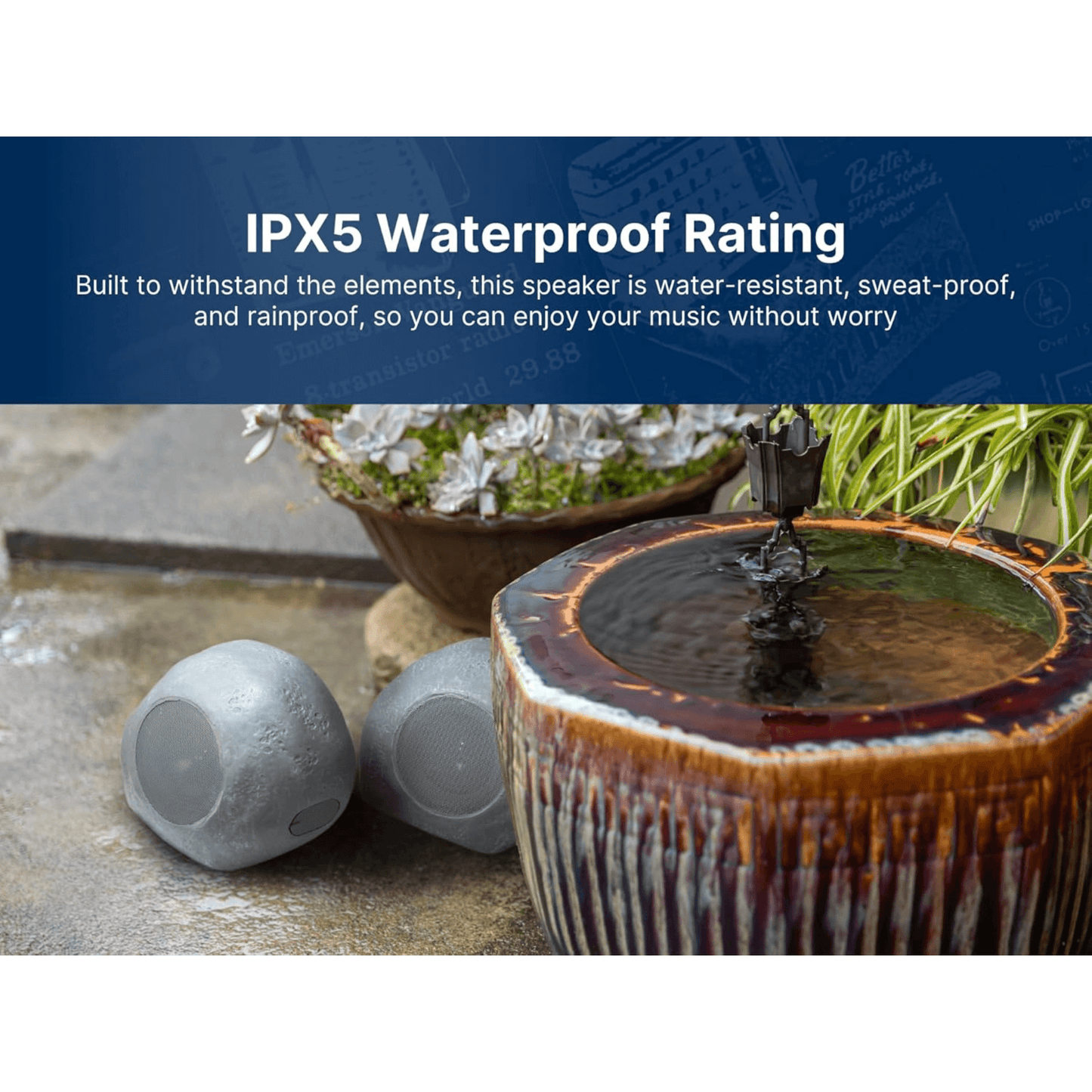 Emerson 1-Pair Mini Pebbles Duo Bluetooth Outdoor Speakers