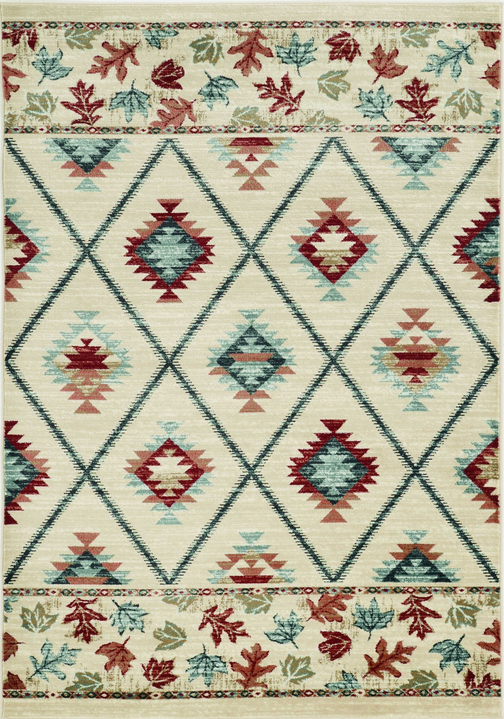 5inchesx8inches Ivory Machine Woven Geometric Lodge Indoor Area Rug