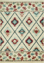 5inchesx8inches Ivory Machine Woven Geometric Lodge Indoor Area Rug