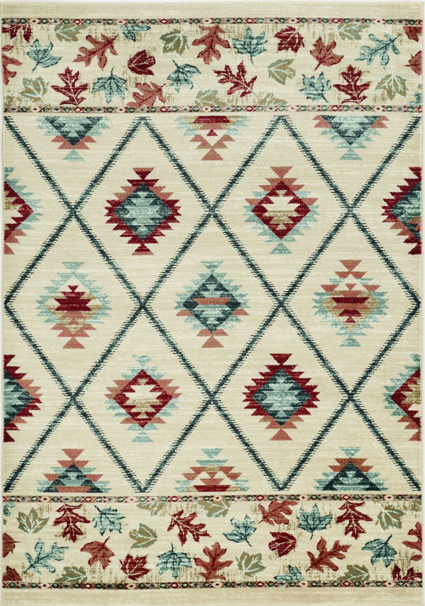 5inchesx8inches Ivory Machine Woven Geometric Lodge Indoor Area Rug