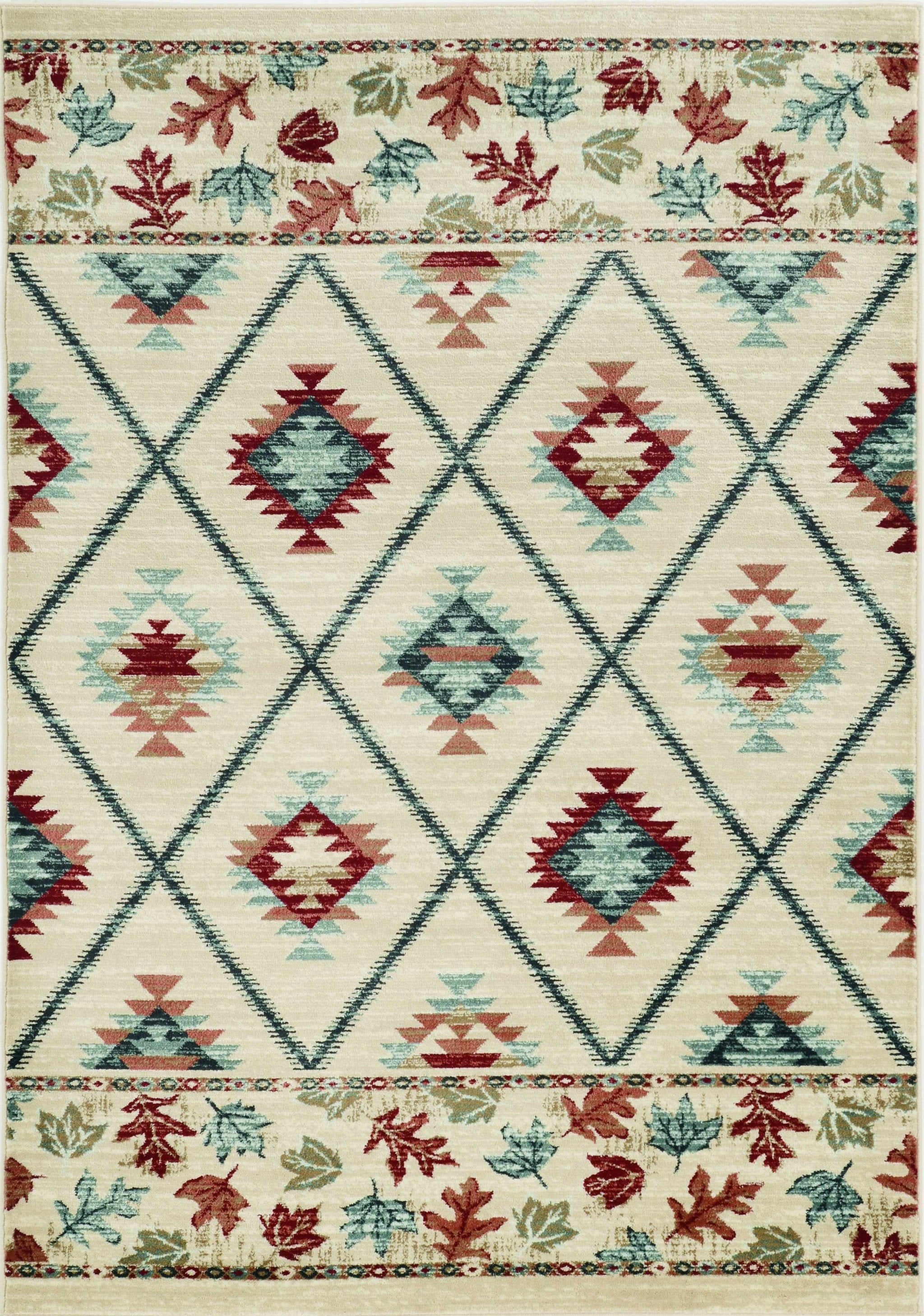 5inchesx8inches Ivory Machine Woven Geometric Lodge Indoor Area Rug