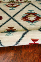 5inchesx8inches Ivory Machine Woven Geometric Lodge Indoor Area Rug