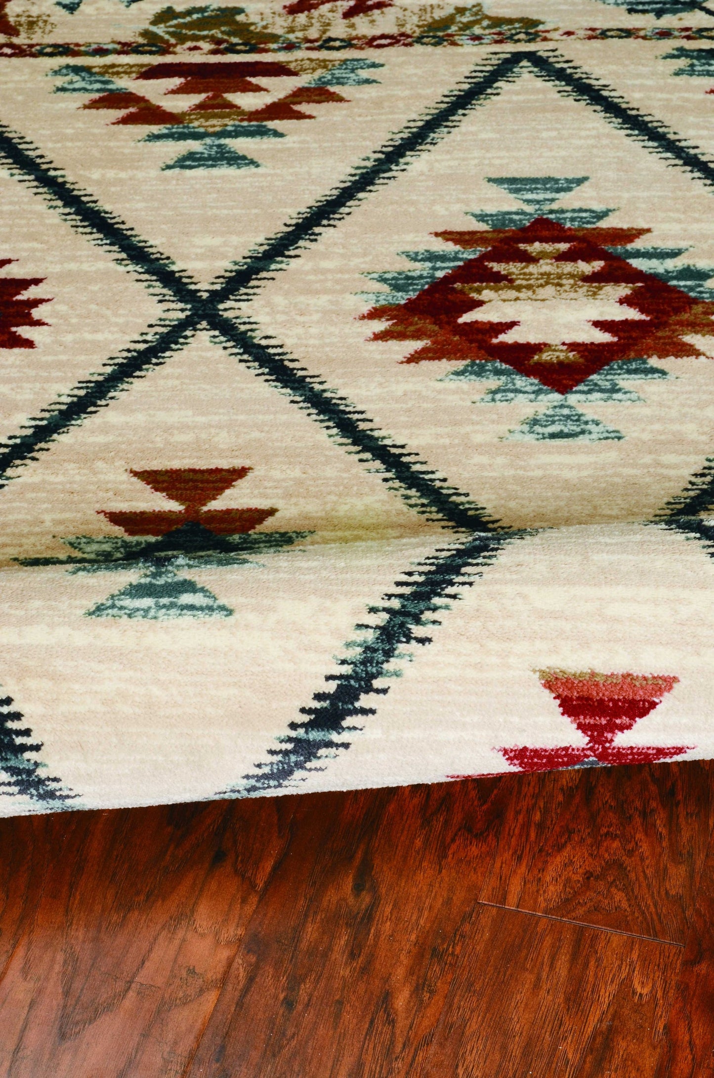 5inchesx8inches Ivory Machine Woven Geometric Lodge Indoor Area Rug