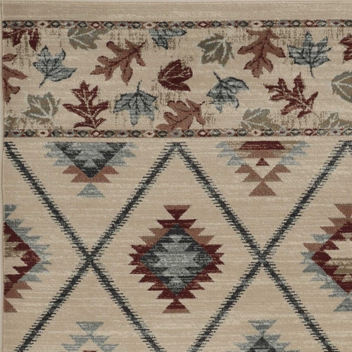 5inchesx8inches Ivory Machine Woven Geometric Lodge Indoor Area Rug