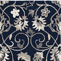 5inches x 7inches Navy Floral Vines Indoor Outdoor Area Rug