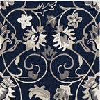5inches x 7inches Navy Floral Vines Indoor Outdoor Area Rug