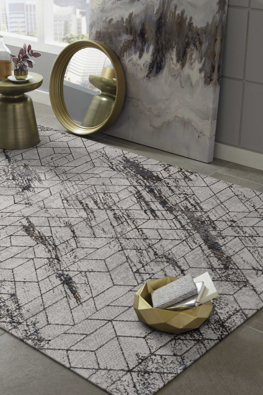 94 X 130 Ivory  Polyester Rug