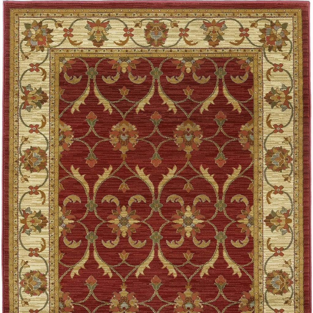 94" X 118" Red or  Ivory  Polypropylene Rug