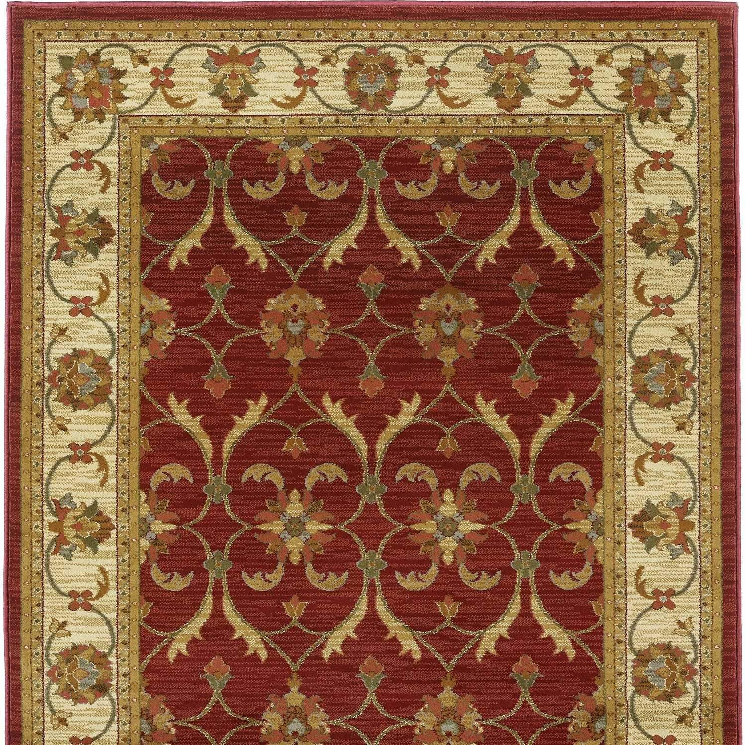 94" X 118" Red or  Ivory  Polypropylene Rug