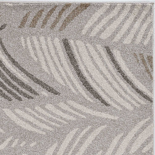 7inches x 11inches Grey Feather Pattern Indoor Outdoor Area Rug