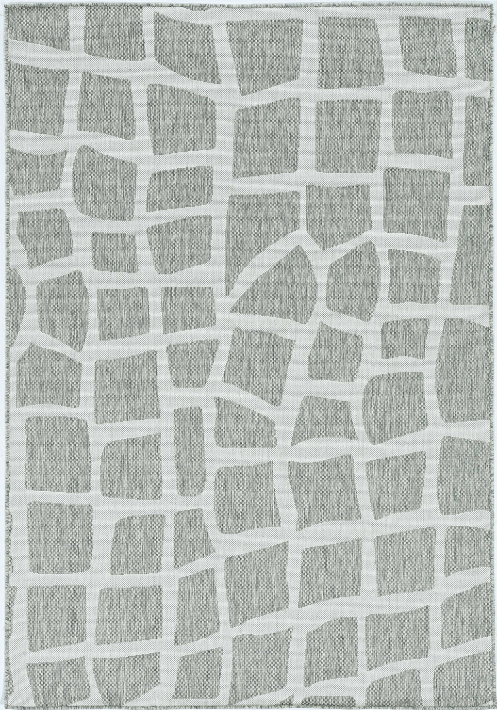 8inches Round Ivory or Grey Abstract Tiles Indoor Outdoor Area Rug