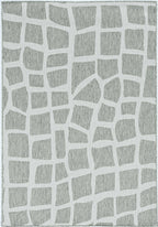 8inches Round Ivory or Grey Abstract Tiles Indoor Outdoor Area Rug