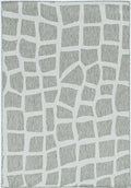 8inches Round Ivory or Grey Abstract Tiles Indoor Outdoor Area Rug