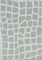 8inches Round Ivory or Grey Abstract Tiles Indoor Outdoor Area Rug