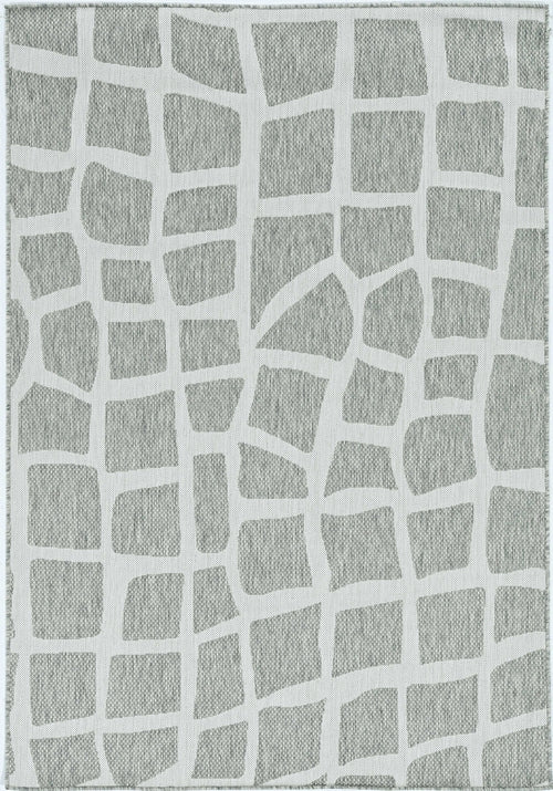 8inches Round Ivory or Grey Abstract Tiles Indoor Outdoor Area Rug