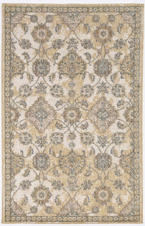 2inches x 7inches Ivory Sand Floral Vine Wool Indoor Runner Rug