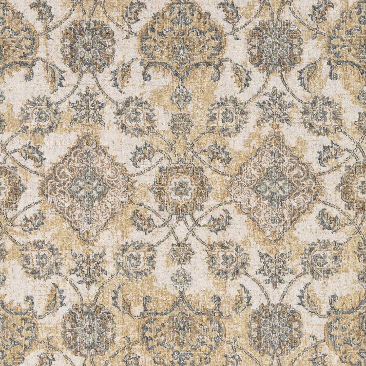 2inches x 7inches Ivory Sand Floral Vine Wool Indoor Runner Rug