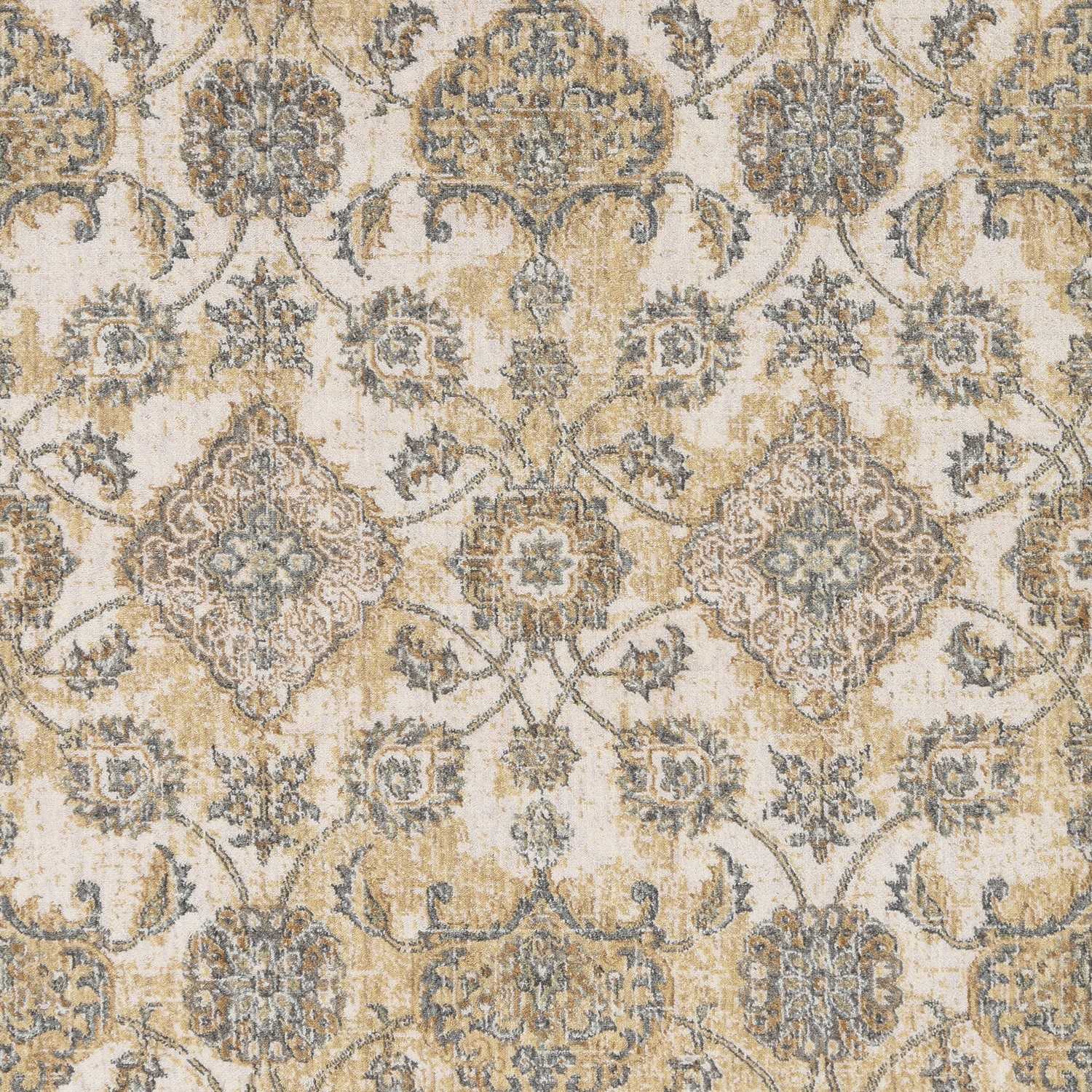 2inches x 7inches Ivory Sand Floral Vine Wool Indoor Runner Rug