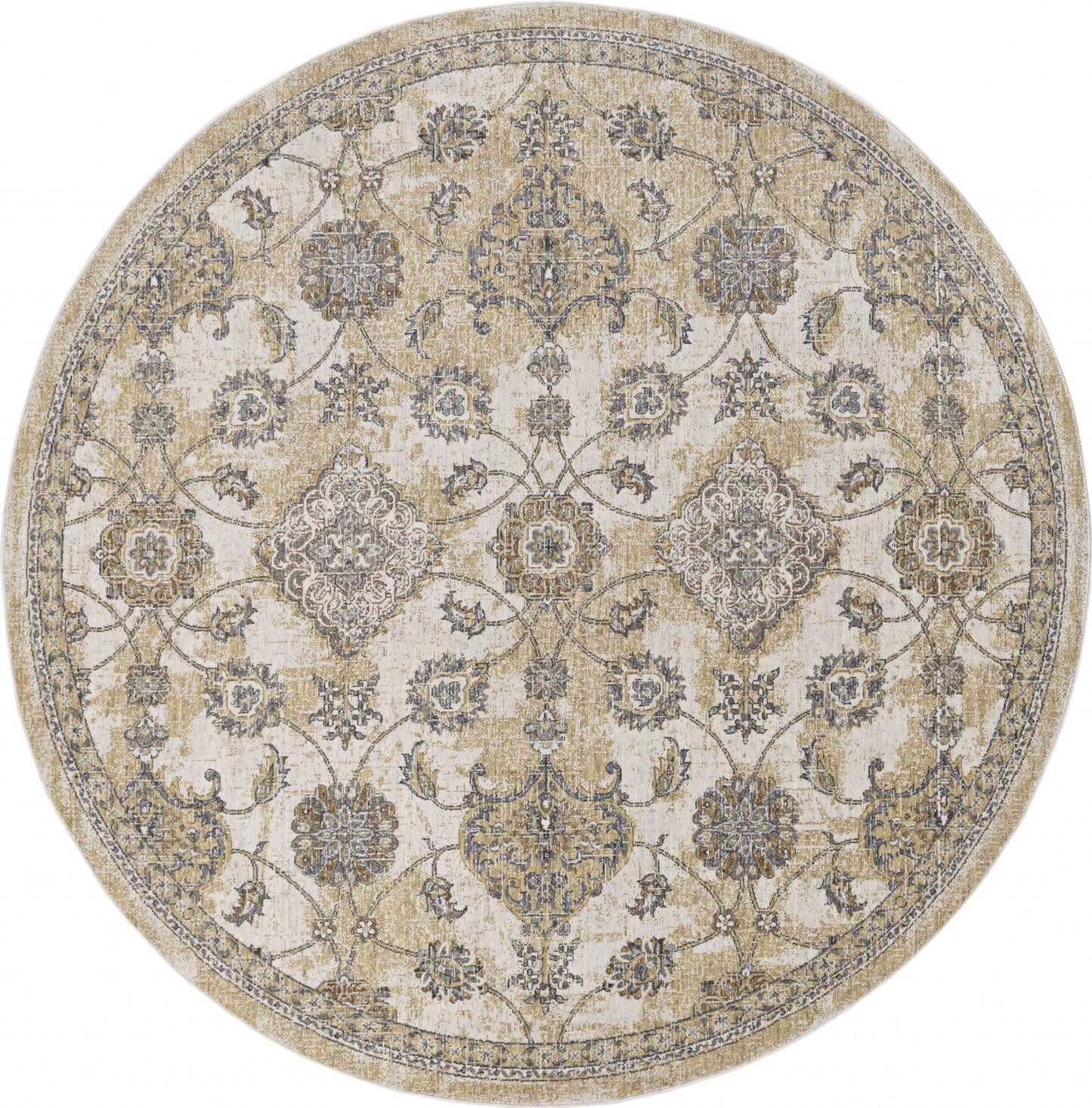 2inches x 7inches Ivory Sand Floral Vine Wool Indoor Runner Rug