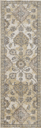 2inches x 7inches Ivory Sand Floral Vine Wool Indoor Runner Rug