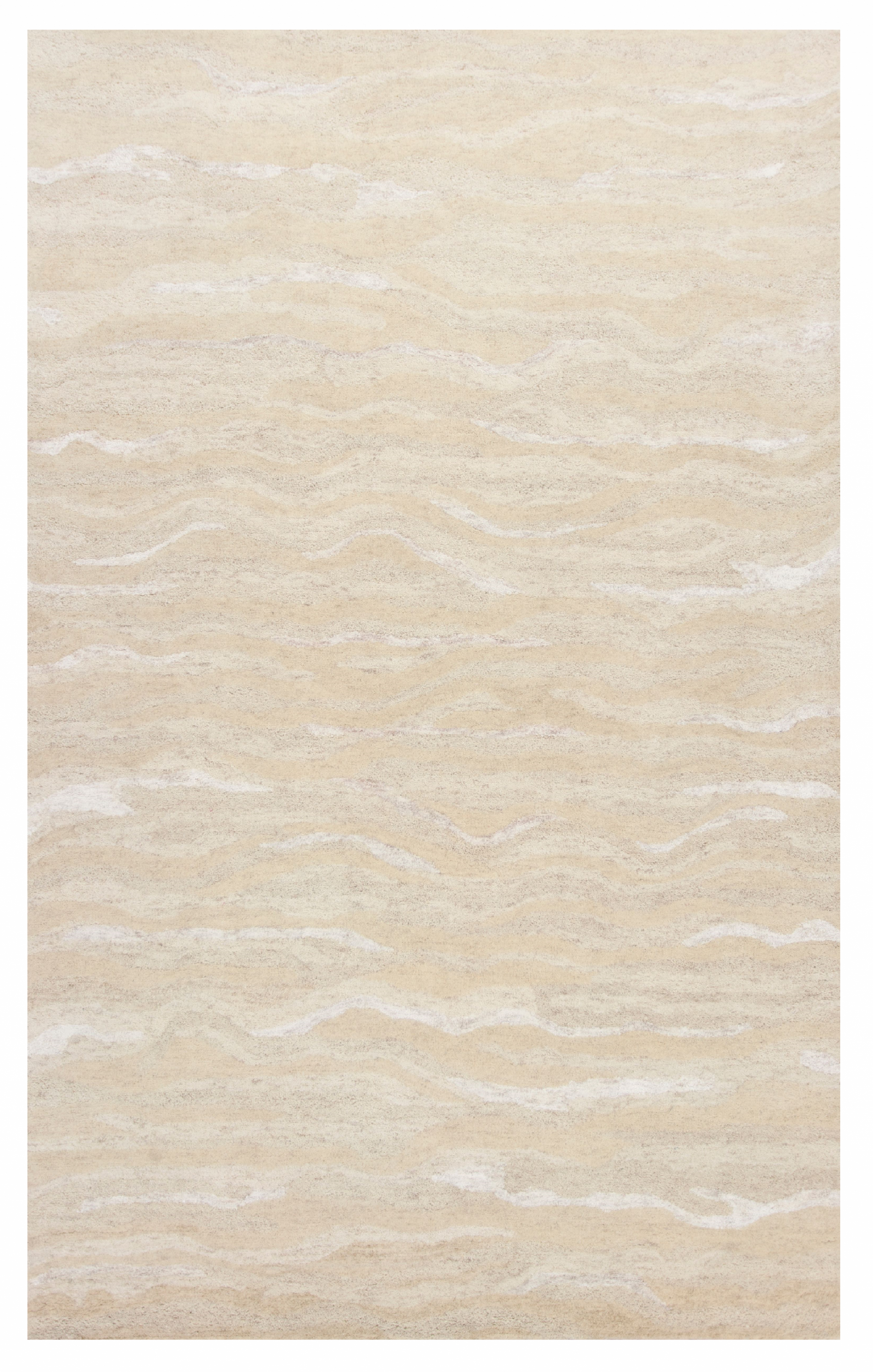 3inchesx5inches Ivory Hand Tufted Abstract Indoor Area Rug