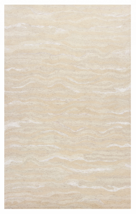 3inchesx5inches Ivory Hand Tufted Abstract Indoor Area Rug